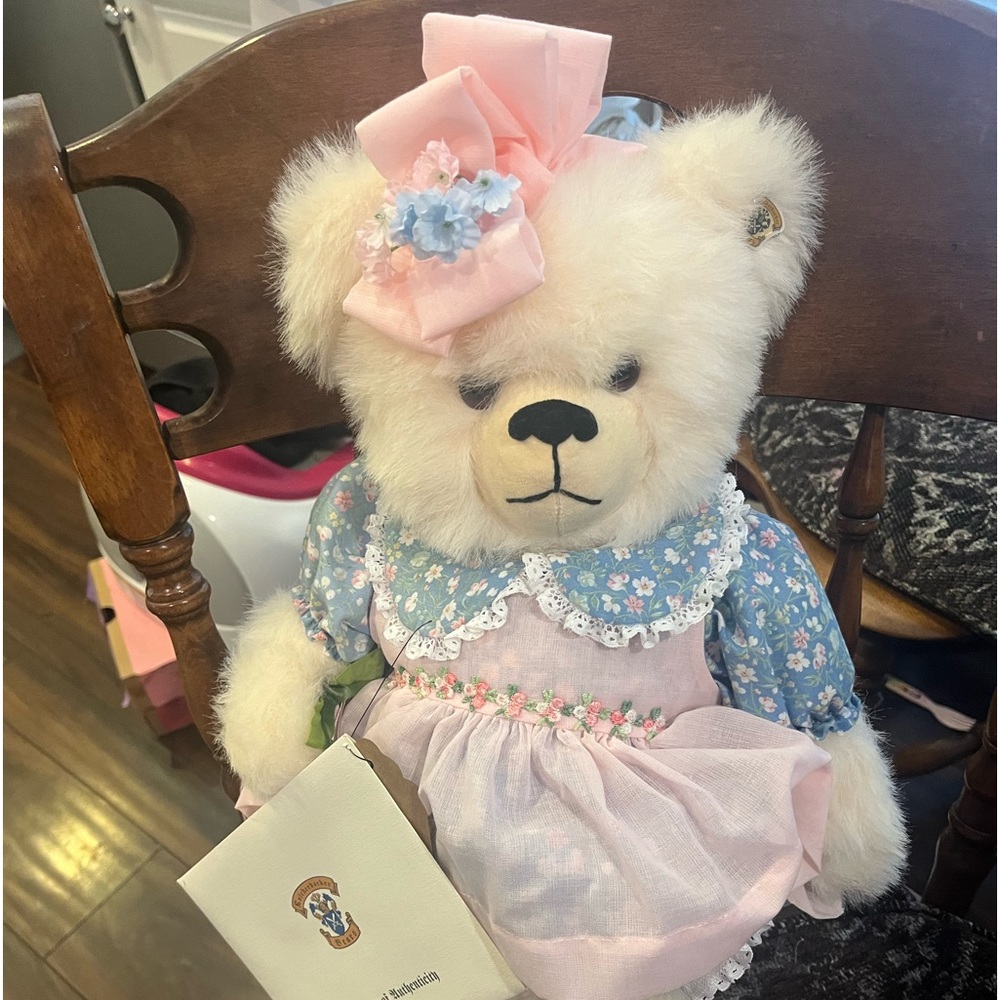 17" VINTAGE KNICKERBOCKER BEAR CO WHITE TEDDY BEAR STUFFED ANIMAL PLUSH / TAG.